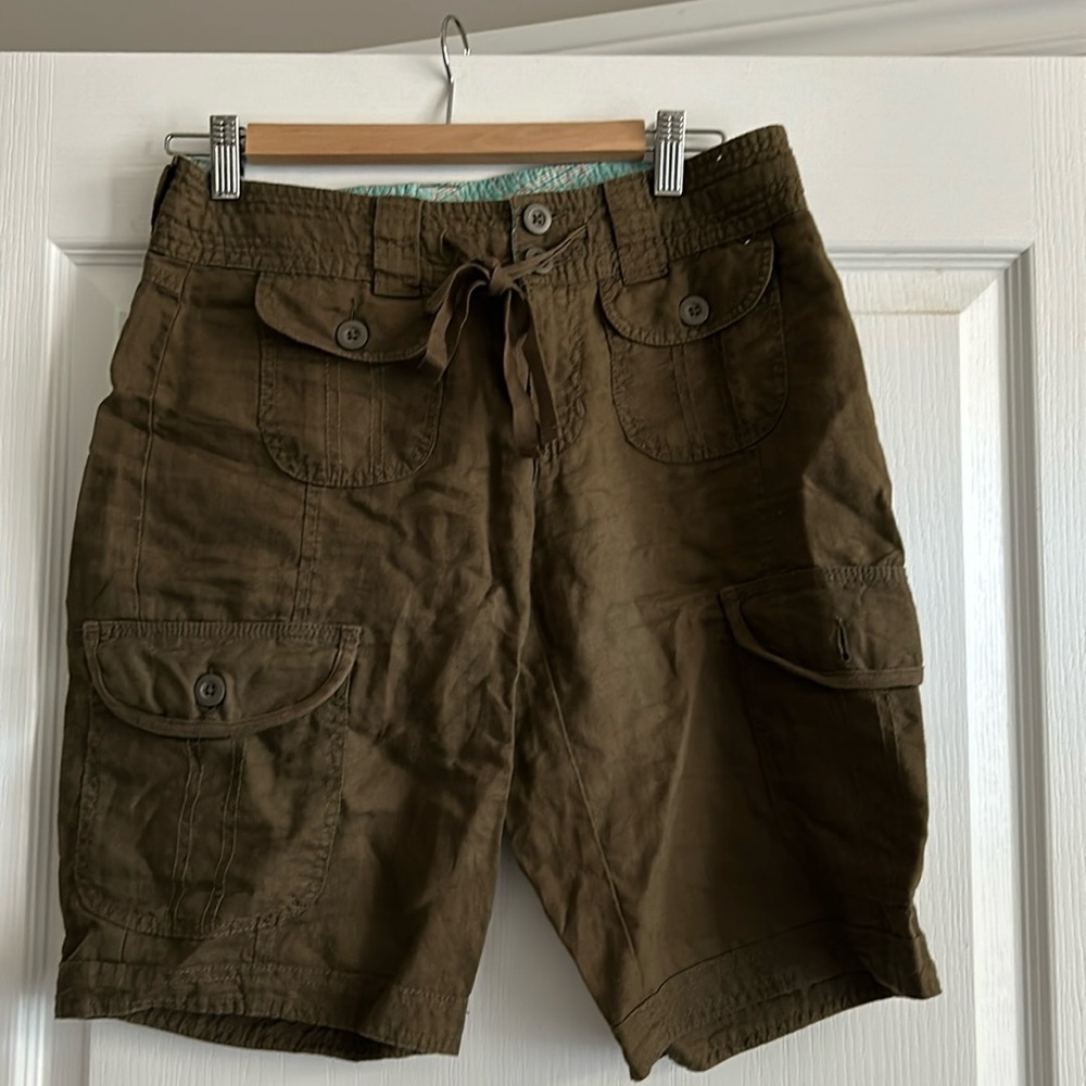 COPY - Olive green. Linen cargo shorts